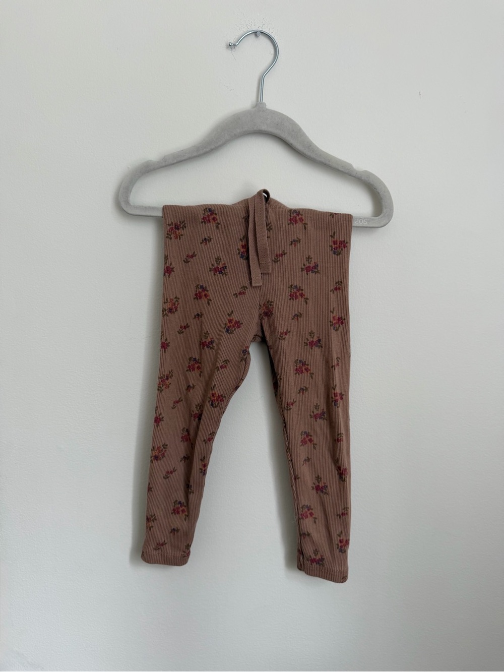 Zara Floral Ribbed Leggings with Drawstring (Size 2-3)